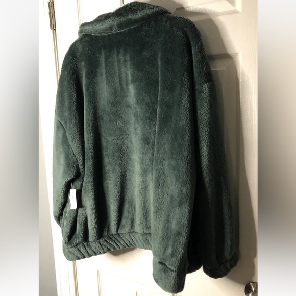 NWT men’s old navy full zip fleece jacket coat size medium TALL green pockets - Picture 5 of 9